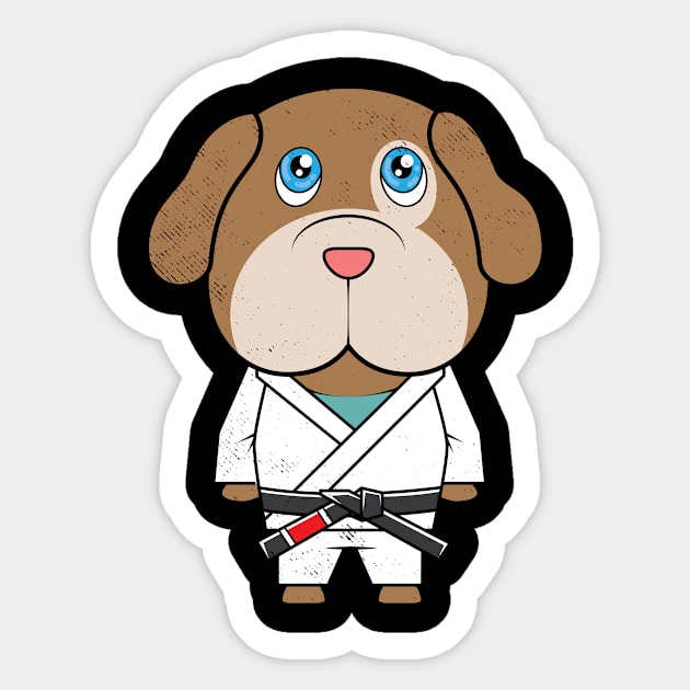 Jiu jitsu kawaii Dog Black Rank Belt BJJ or MMA T-Shirt Sticker by tmuzaa